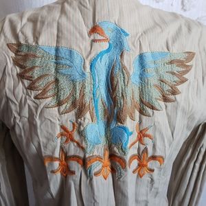 Embroidered Phoenix Crinkled Blazer